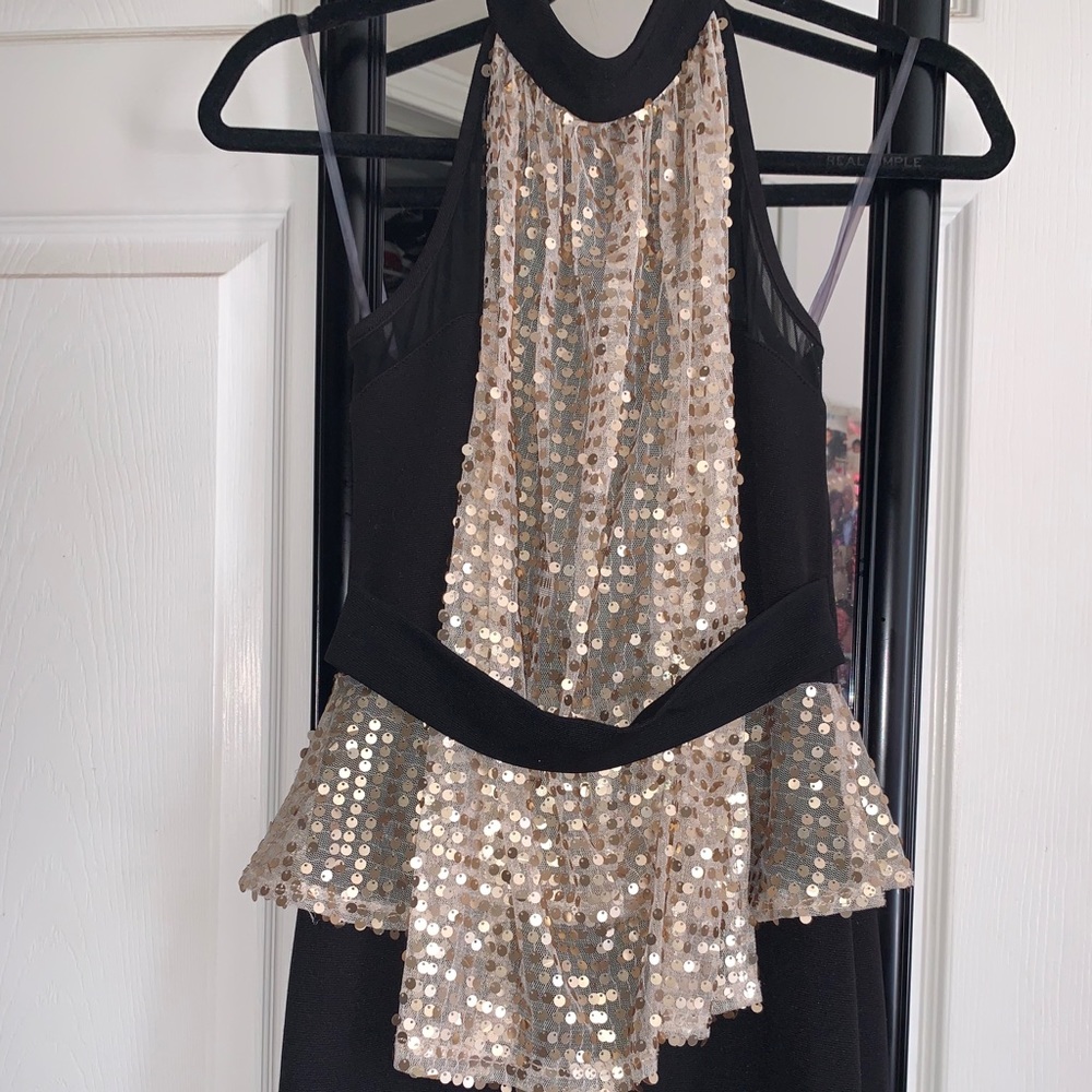 Black & Gold Strapless Dress